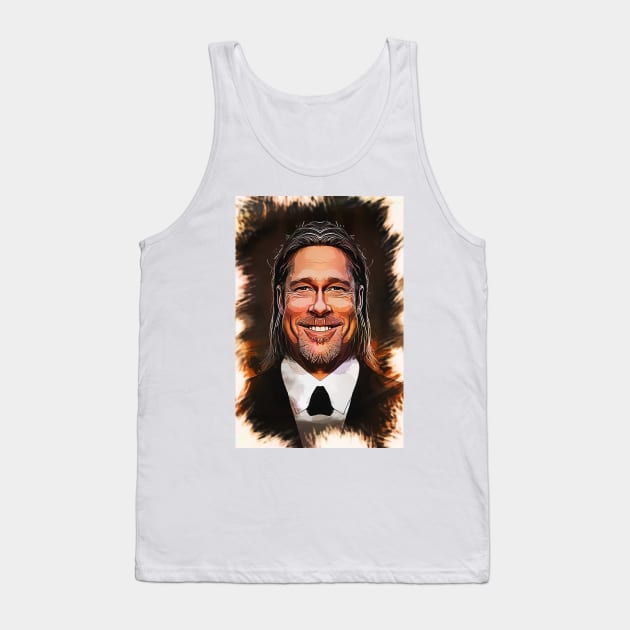 Brad Pitt - Caricature Tank Top by Naumovski